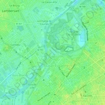 Parc des Pyramides地形图、海拔、地势