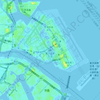 东京国际机场地形图、海拔、地势