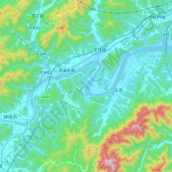 新安江地形图、海拔、地势