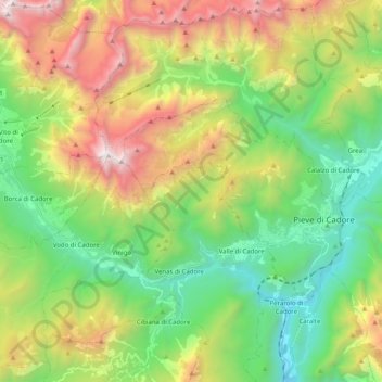 Antelao地形图、海拔、地势
