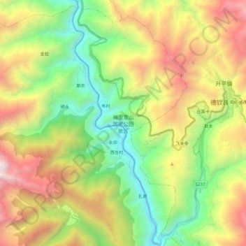 梅里雪山国家公园景区地形图、海拔、地势
