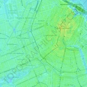 Looiersgracht地形图、海拔、地势