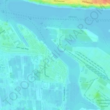 Finkenwerder地形图、海拔、地势