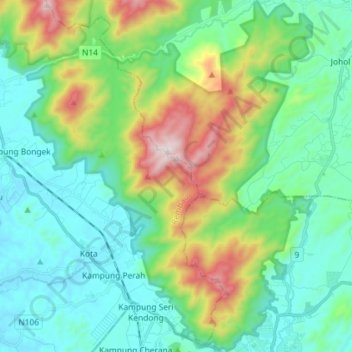 Hutan Rizab Gunung Datuk地形图、海拔、地势
