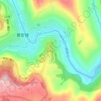 鹤鸣山地形图、海拔、地势
