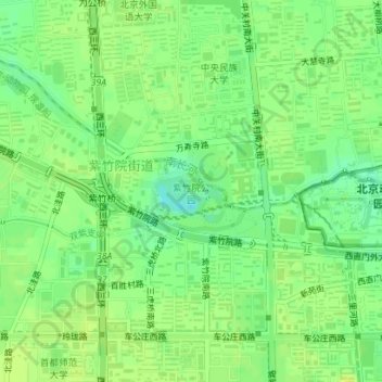 紫竹院公园地形图、海拔、地势