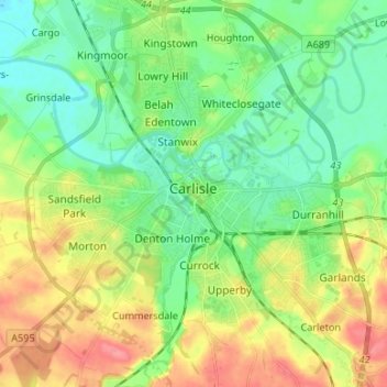 Carlisle地形图、海拔、地势
