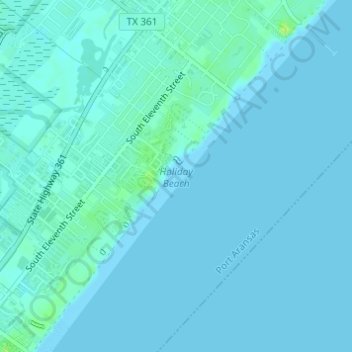 Holiday Beach地形图、海拔、地势