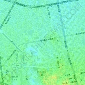 北23条くれない公園地形图、海拔、地势