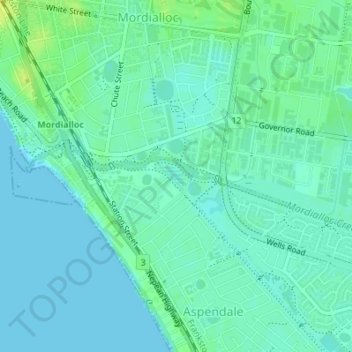 Edithvale wetlands地形图、海拔、地势