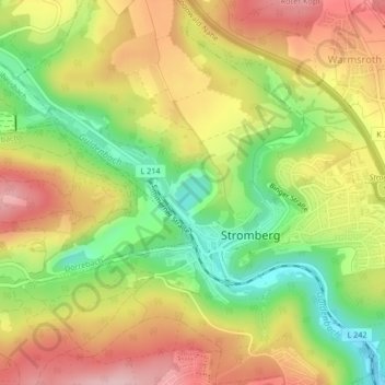 Kalkbruchsee Hunsfels地形图、海拔、地势