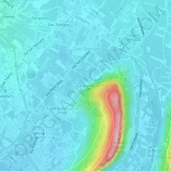 La Grotta地形图、海拔、地势
