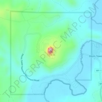 Bear Lodge Butte地形图、海拔、地势