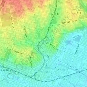 Boggy Creek Greenbelt地形图、海拔、地势