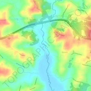 Rio Passaúna地形图、海拔、地势