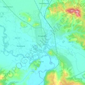 双城子地形图、海拔、地势