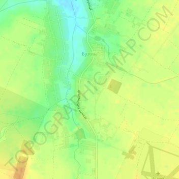 Бузовая地形图、海拔、地势