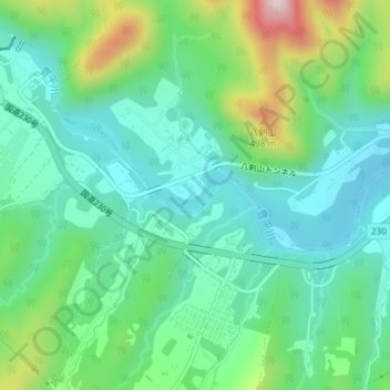 豊平川地形图、海拔、地势