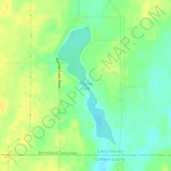 Narrow Lake地形图、海拔、地势