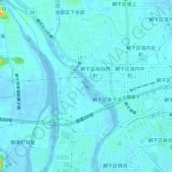 揖保川地形图、海拔、地势