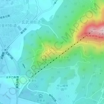 中国科学院紫金山天文台地形图、海拔、地势
