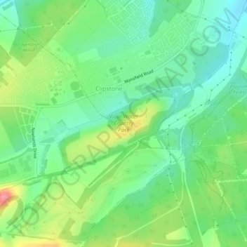 Vicar Water Country Park地形图、海拔、地势