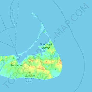 Nantucket Island地形图、海拔、地势