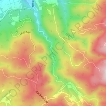 小川内川地形图、海拔、地势