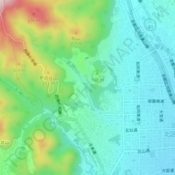 尺八池地形图、海拔、地势