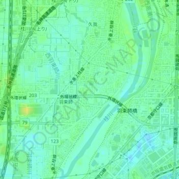 久我東第四公園地形图、海拔、地势
