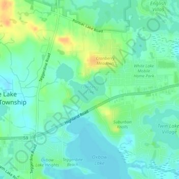 Cranberry Lake地形图、海拔、地势