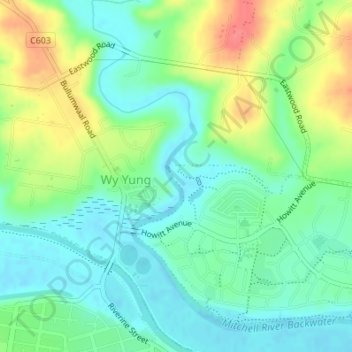 Clifton Creek地形图、海拔、地势