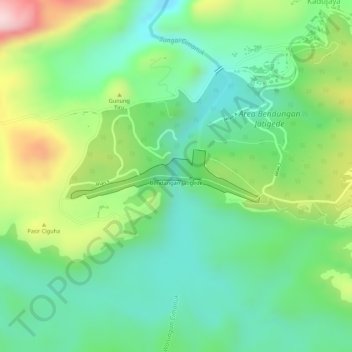 Bendungan Jatigede地形图、海拔、地势