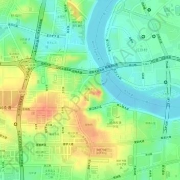 杨梅渡公园地形图、海拔、地势