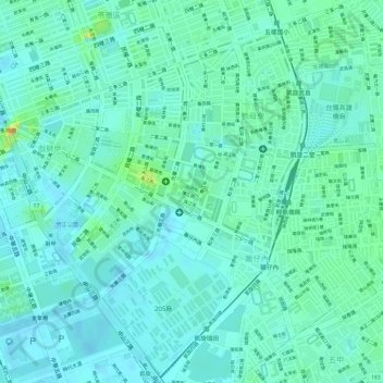汕頭公園地形图、海拔、地势