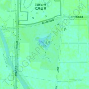 郑州绿博园地形图、海拔、地势