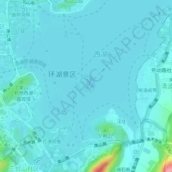 三潭印月地形图、海拔、地势