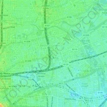 Museum Gardens地形图、海拔、地势