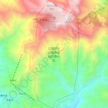 云南轿子山国家级自然保护区地形图、海拔、地势