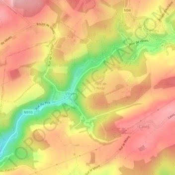 Château de Noisy地形图、海拔、地势
