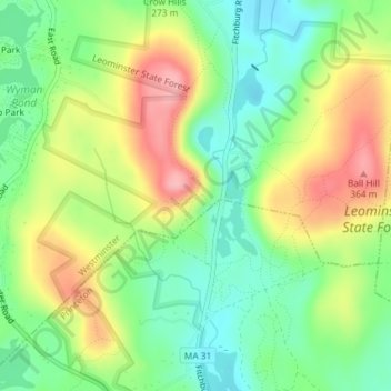 Crow Hill Ledges地形图、海拔、地势
