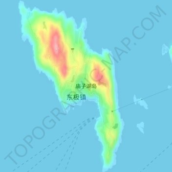 庙子湖岛地形图、海拔、地势
