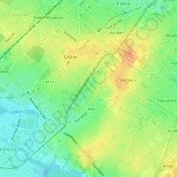 Parc Barbieux地形图、海拔、地势