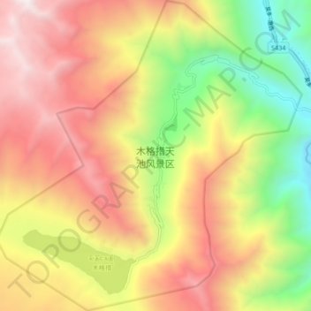 木格措天池风景区地形图、海拔、地势