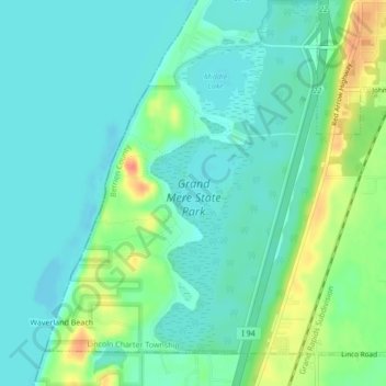 Grand Mere State Park地形图、海拔、地势