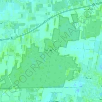 Heidebos地形图、海拔、地势