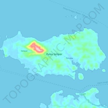 Pulau Selayar地形图、海拔、地势