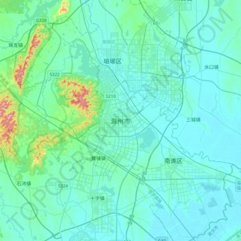 滁州市地形图，海拔，地势
