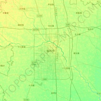 亳州市地形图，海拔，地势