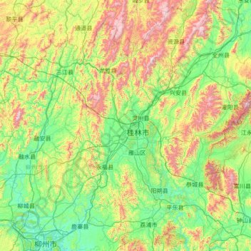 桂林市地形图，海拔，地势